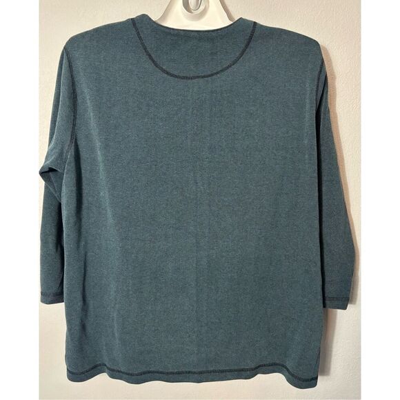 Bechamel Henley Pullover Top Plus Size 2X Heavy Knit Stretchy Long Sleeve Green - Picture 4 of 6